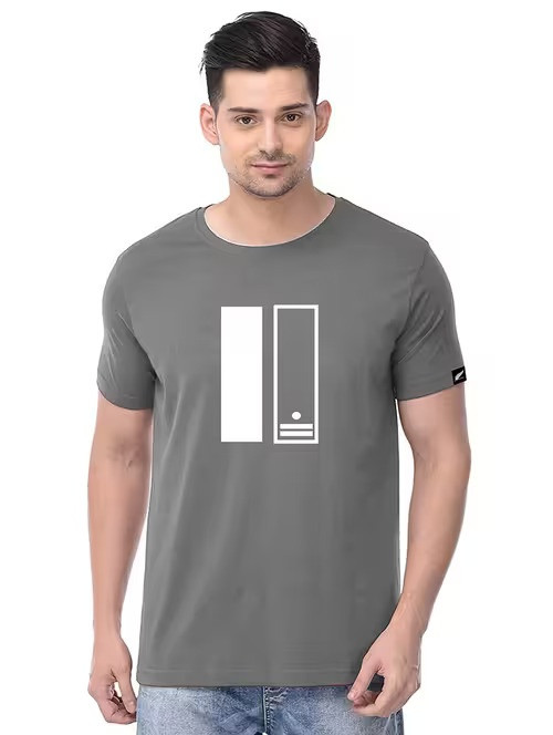 Grey Chest Printed T-Shirt